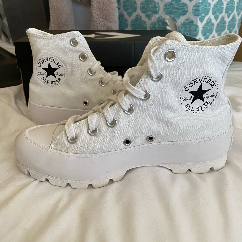 Converse White High Top Lugged Sneakers